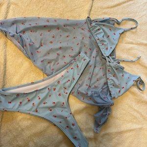 Light blue bikini set with matching sarong